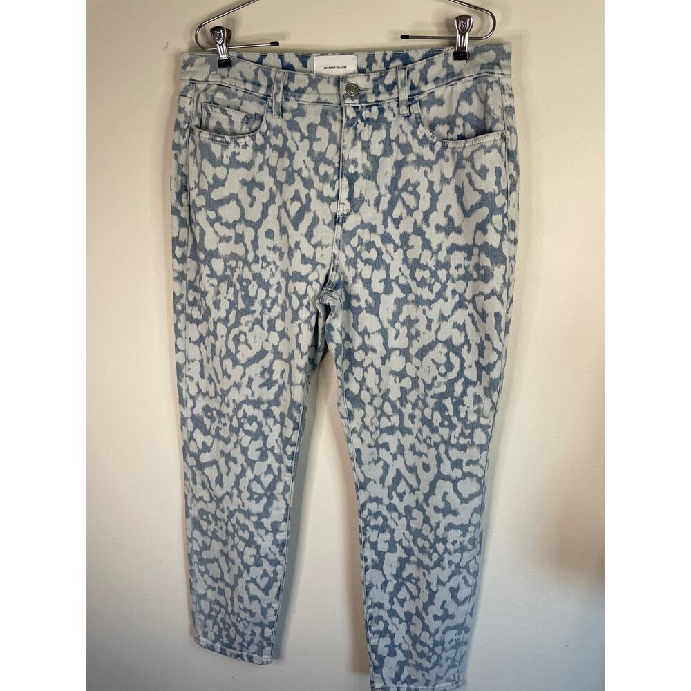 Current/Elliott High Waist Stiletto Denim Jeans Inky Leopard 32